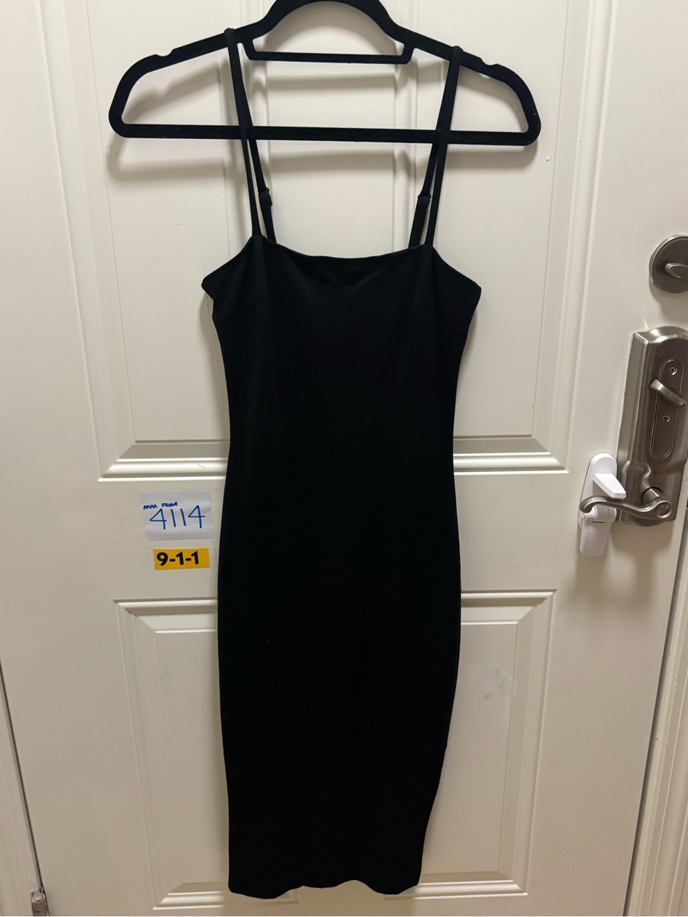 NWOT Lulu's Black Spaghetti Strap Midi Dress With gold back zipper closure-XS